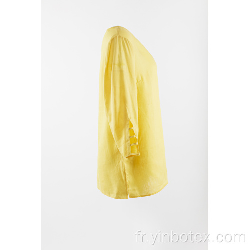 Blouse en lin jaune à manches 3/4